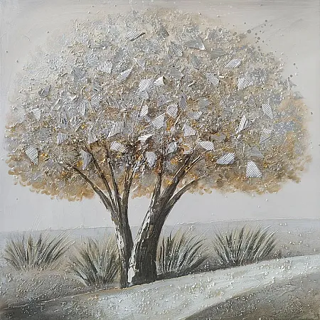ΠΙΝΑΚΑΣ ΚΑΜΒΑΣ ΔΕΝΤΡΟ ΛΕΥΚΟΧΡΥΣΟ - 100x100cm 6/ΚΙΒ
